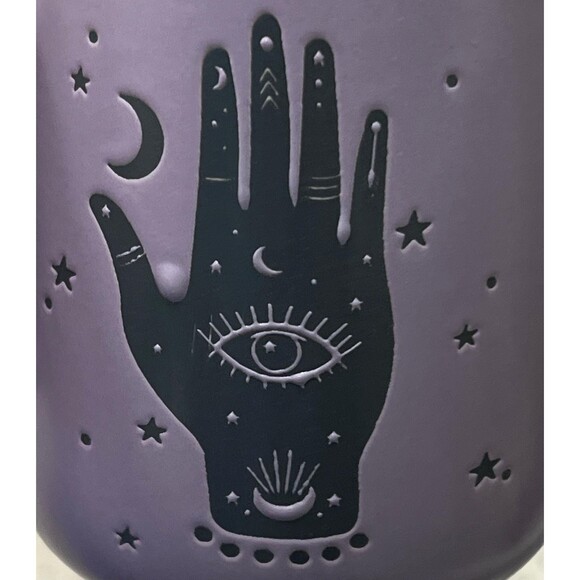Fig and Fern Boho HAMSA HAND Evil Eye Ceramic Coffee Mug Purple - Picture 5 of 13